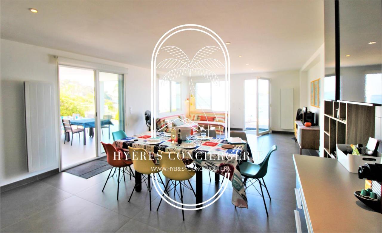 Villa Antoine Appartement Rdj Vue Mer Clim Wifi Parking Plage 50M La Garonne Le Pradet Esterno foto