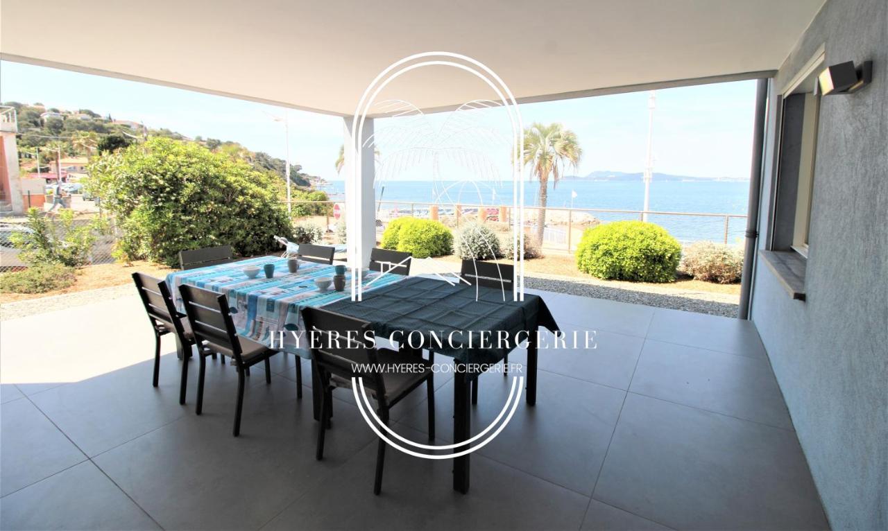 Villa Antoine Appartement Rdj Vue Mer Clim Wifi Parking Plage 50M La Garonne Le Pradet Esterno foto