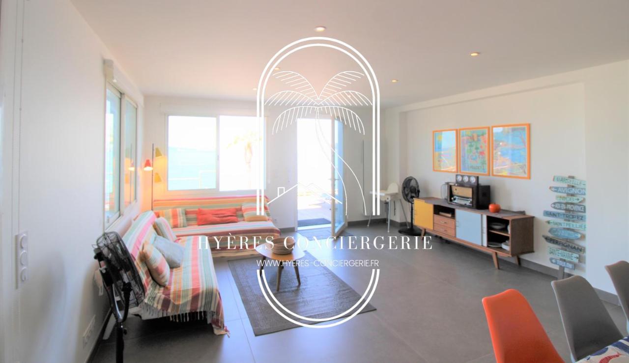 Villa Antoine Appartement Rdj Vue Mer Clim Wifi Parking Plage 50M La Garonne Le Pradet Esterno foto